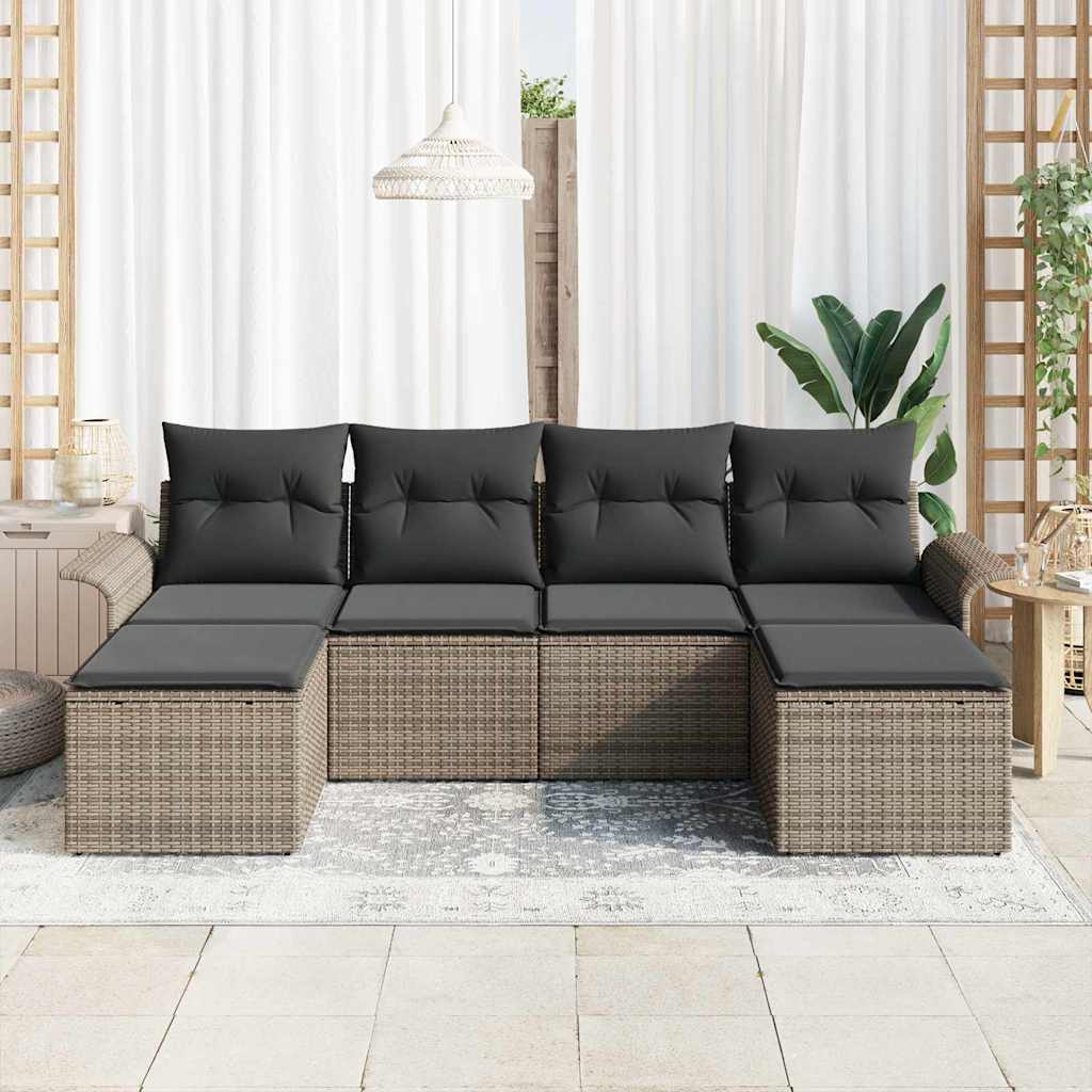 Sjedeća garnitura za vrt 6 kom. Siva poliratan 251 x 117 x 85 cm