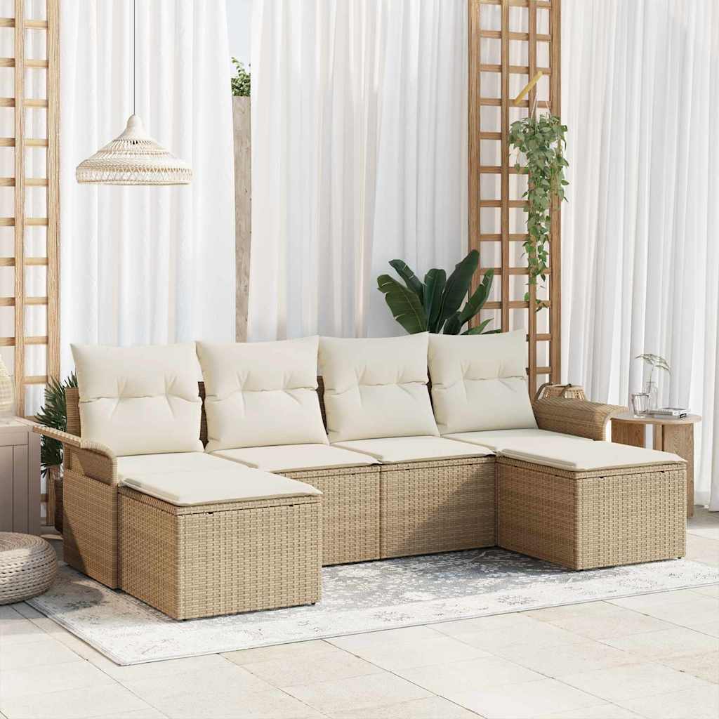 Sjedeća garnitura za vrt 6 kom. Bež poliratan 251 x 117 x 85 cm