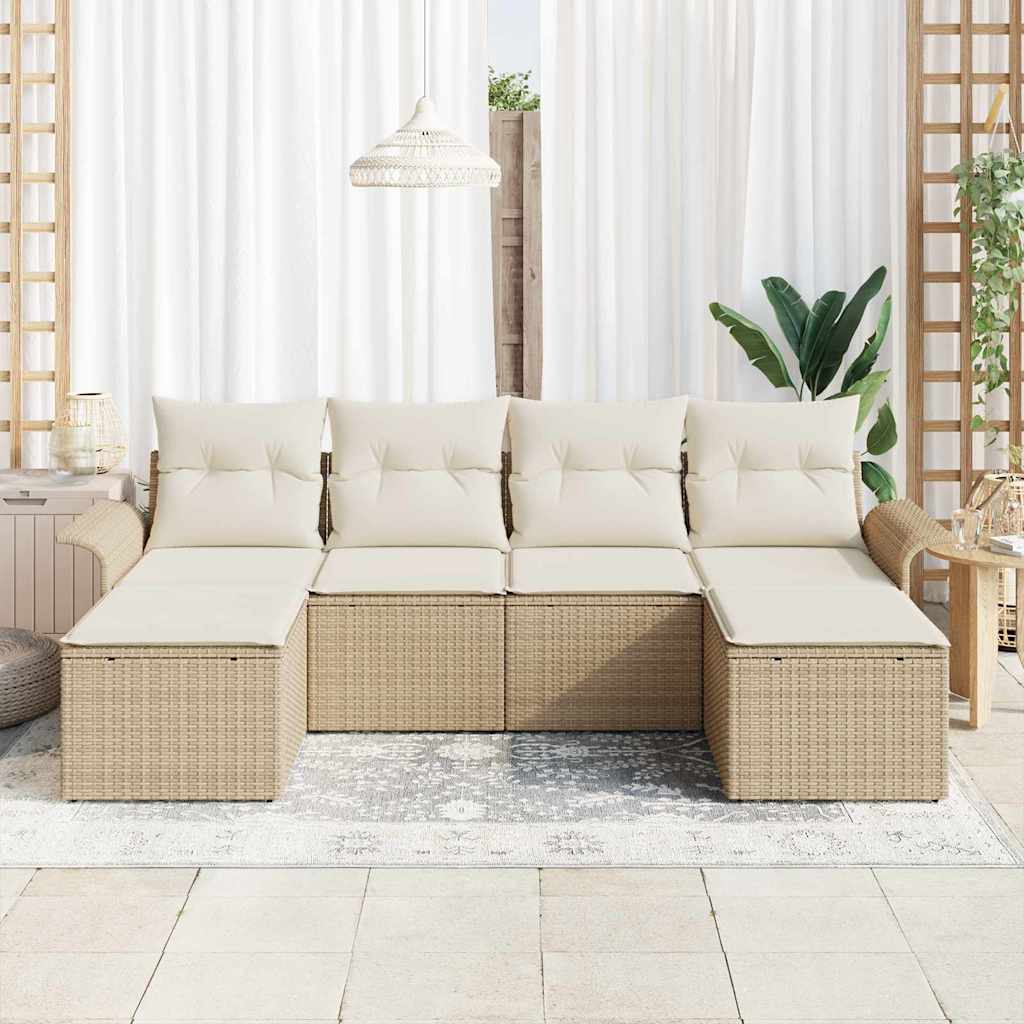 Sjedeća garnitura za vrt 6 kom. Bež poliratan 251 x 117 x 85 cm