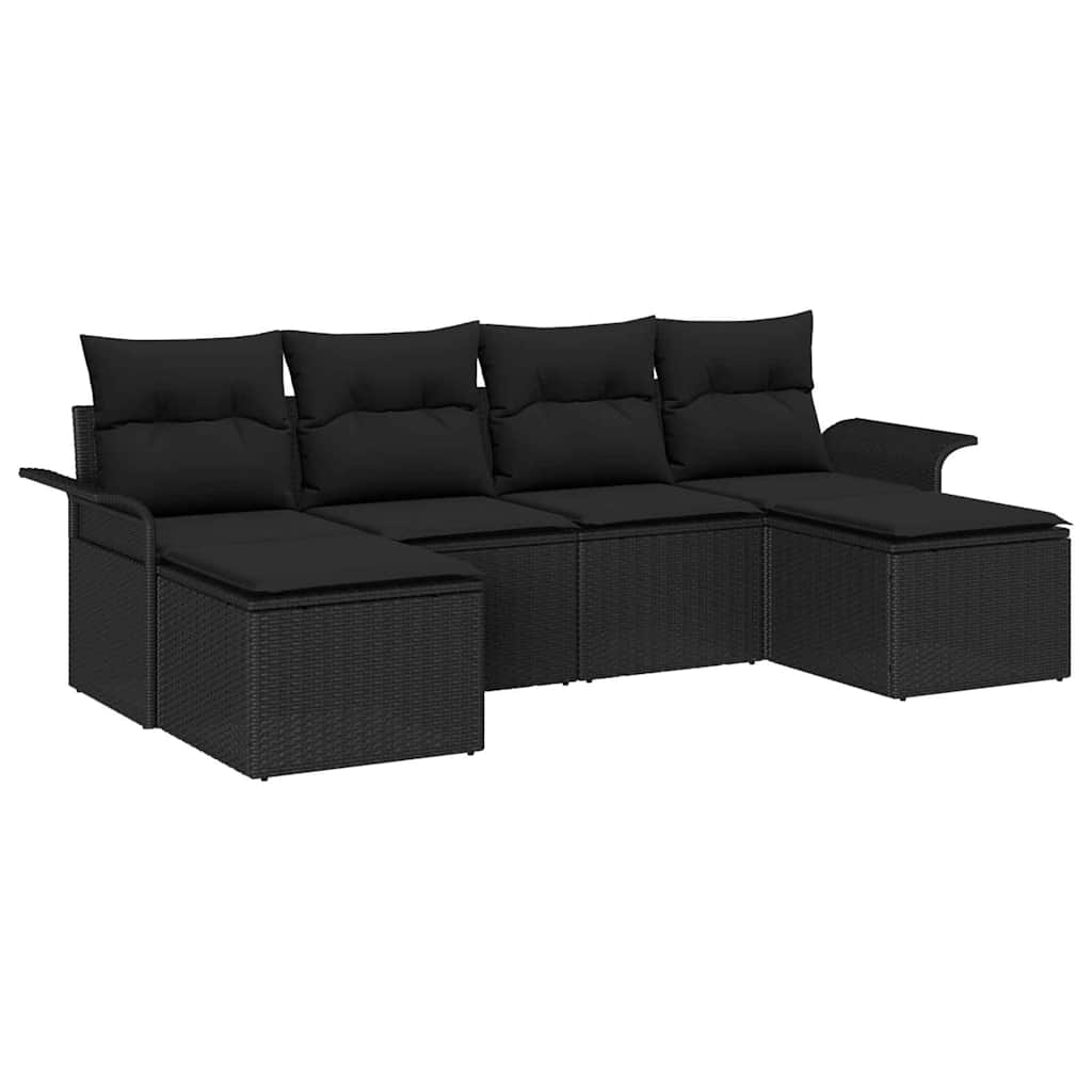 Sjedeća garnitura za vrt 6 kom. Crna poliratan 251 x 117 x 85 cm