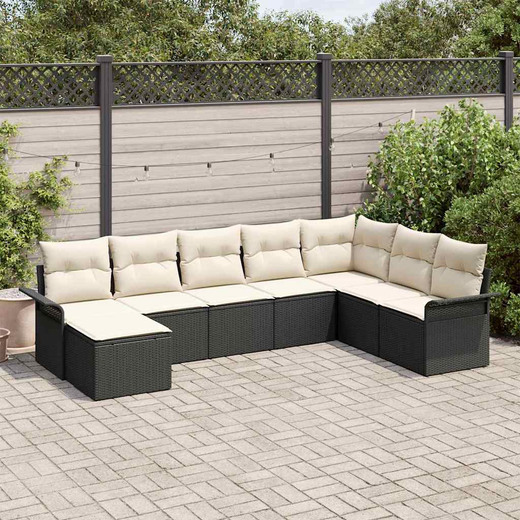 Sjedeća garnitura za vrt 8 kom. Crna poliratan 297.5 x 187.5 x 85 cm