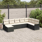 Sjedeća garnitura za vrt 8 kom. Crna poliratan 297.5 x 187.5 x 85 cm