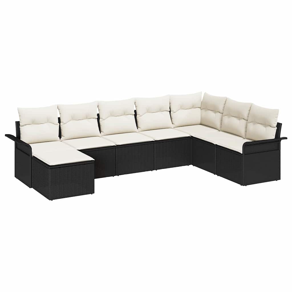 Sjedeća garnitura za vrt 8 kom. Crna poliratan 297.5 x 187.5 x 85 cm