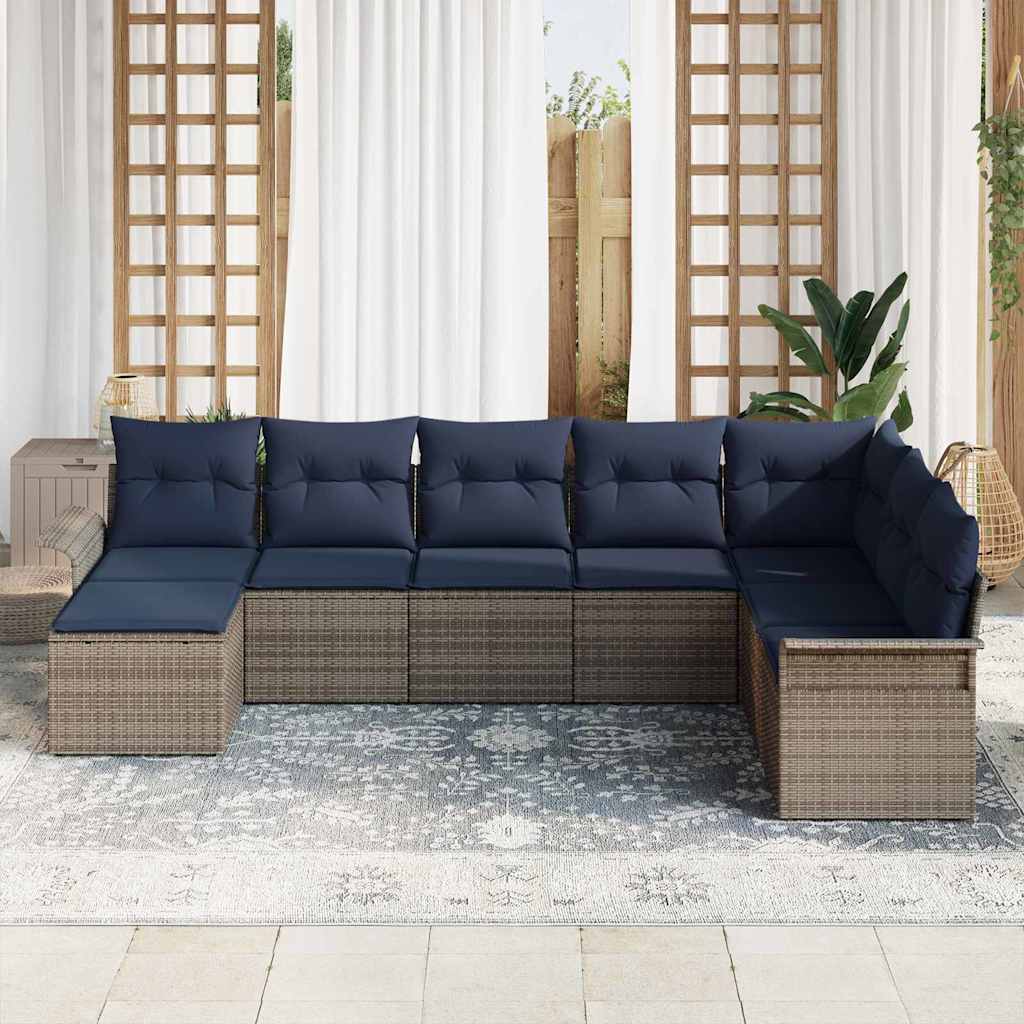 Sjedeća garnitura za vrt 8 kom. Siva poliratan 297,5 x 187,5 x 85 cm