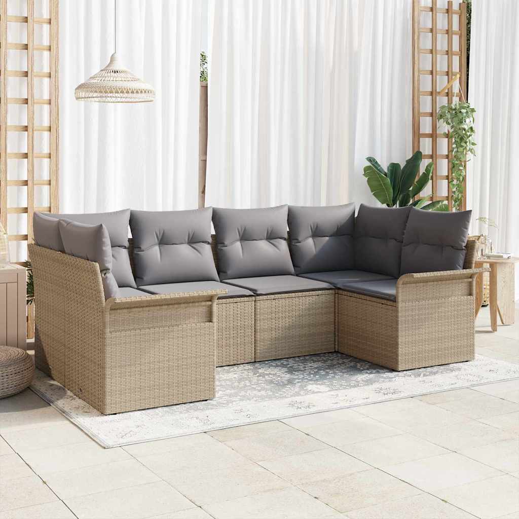 Sjedeća garnitura za vrt 6 kom. Bež poliratan 234 x 132,5 x 85 cm