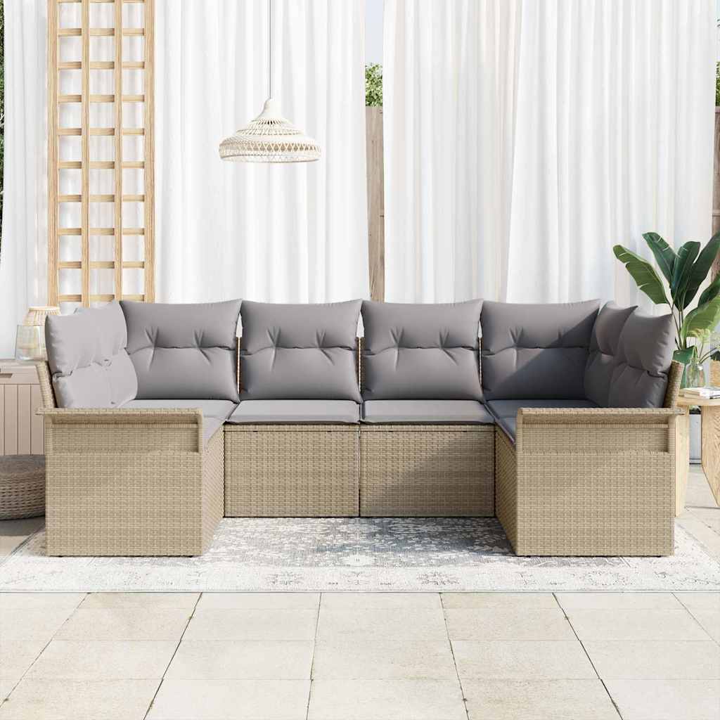 Sjedeća garnitura za vrt 6 kom. Bež poliratan 234 x 132,5 x 85 cm