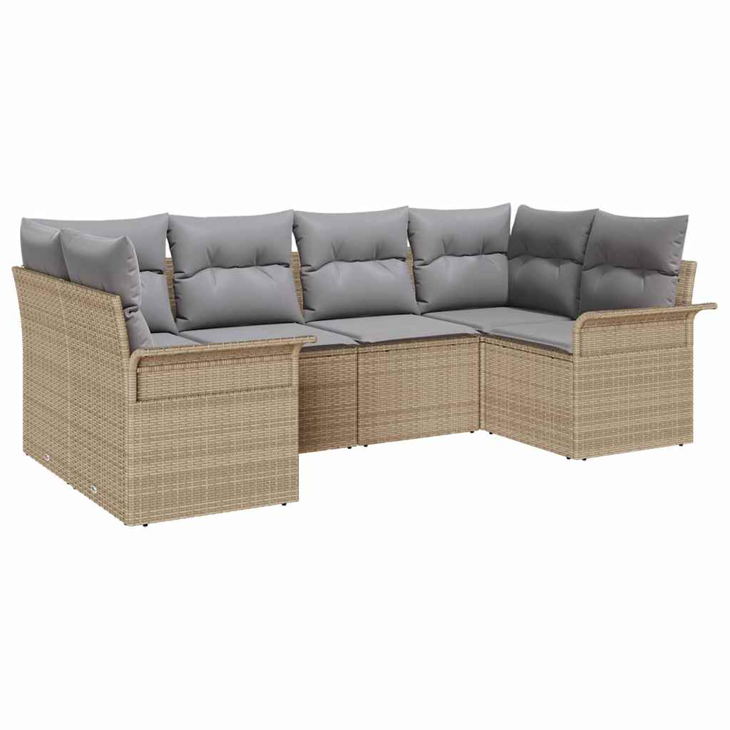 Sjedeća garnitura za vrt 6 kom. Bež poliratan 234 x 132,5 x 85 cm