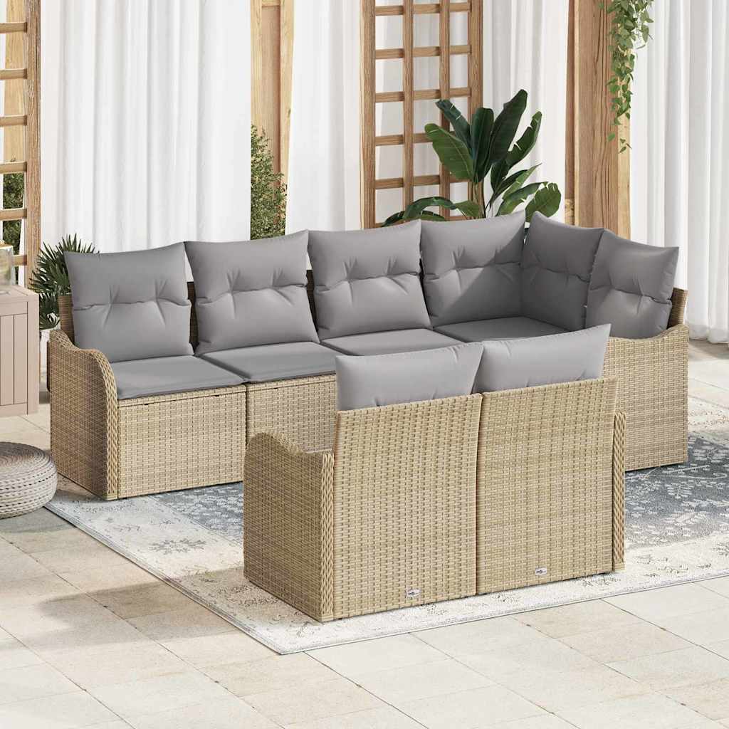 Sjedeća garnitura za vrt 7 kom. Bež poliratan 232.5 x 122.5 x 85.0 cm