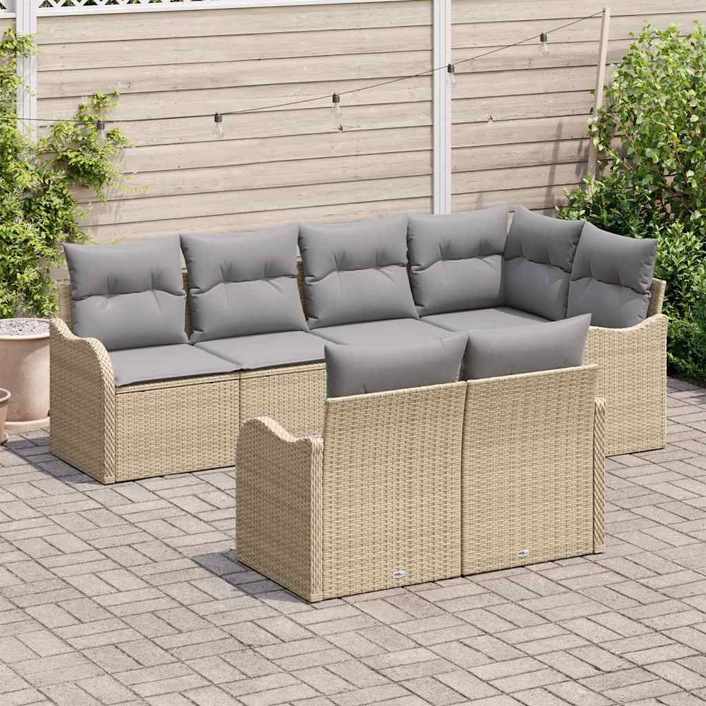 Sjedeća garnitura za vrt 7 kom. Bež poliratan 232.5 x 122.5 x 85.0 cm