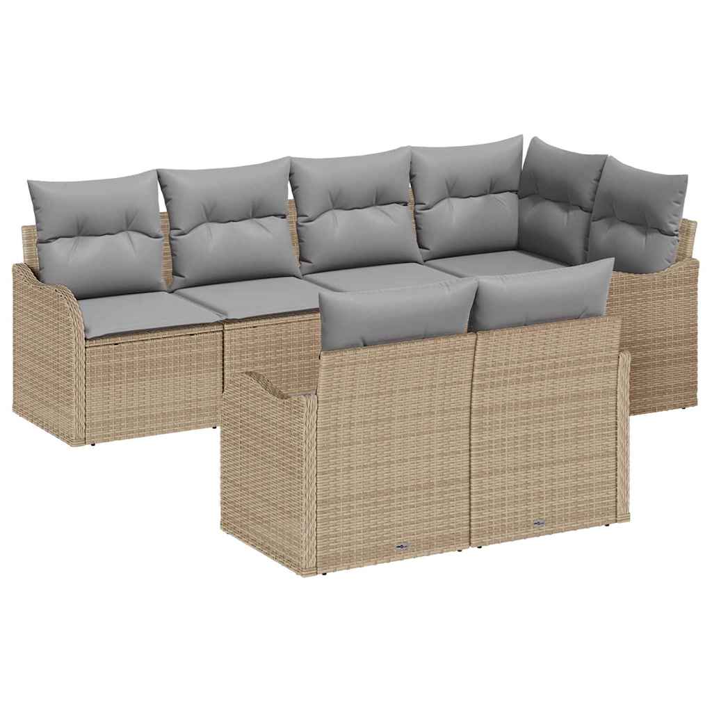 Sjedeća garnitura za vrt 7 kom. Bež poliratan 232.5 x 122.5 x 85.0 cm