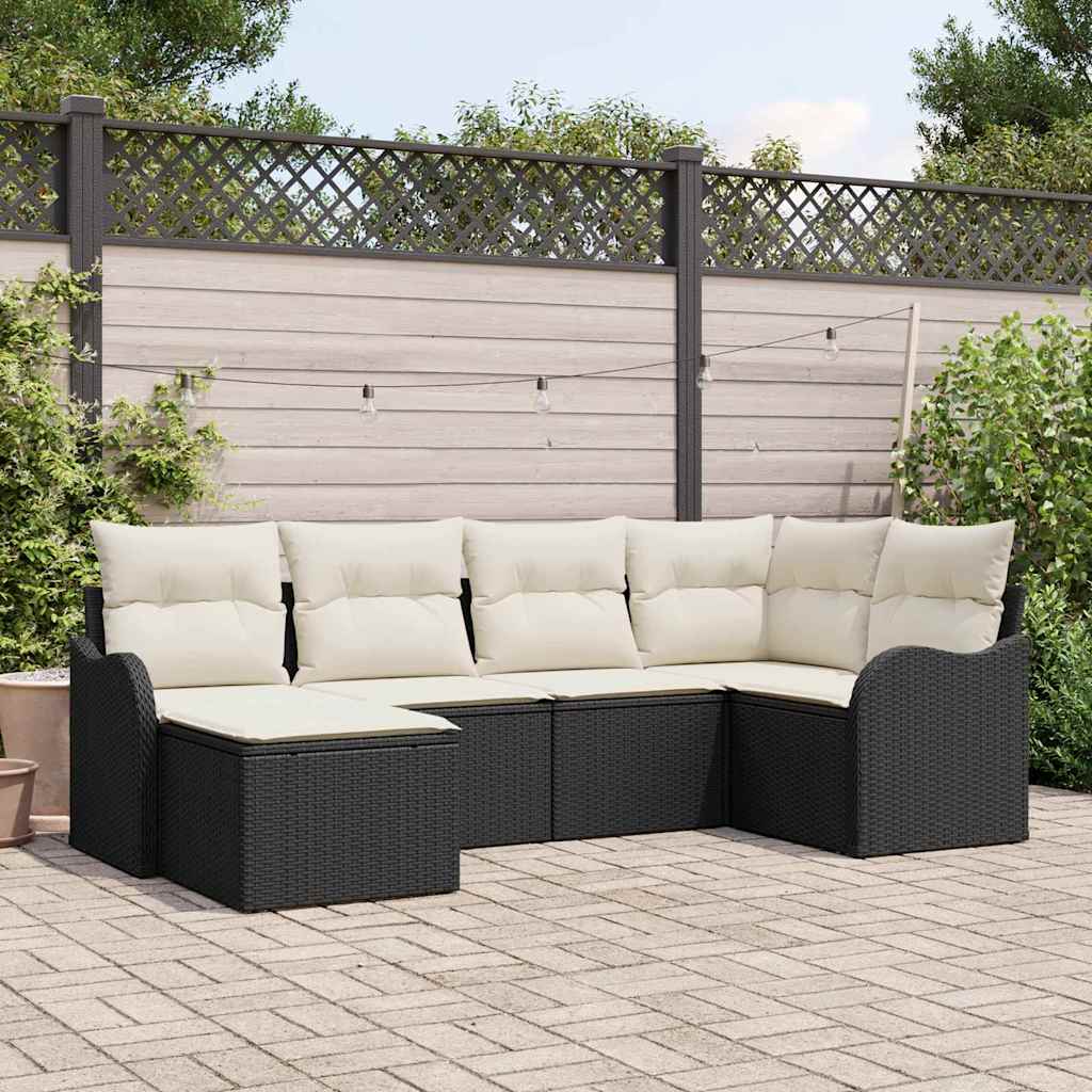 Sjedeća garnitura za vrt 6 kom. Crna poliratan 232.5 x 122.5 x 85 cm