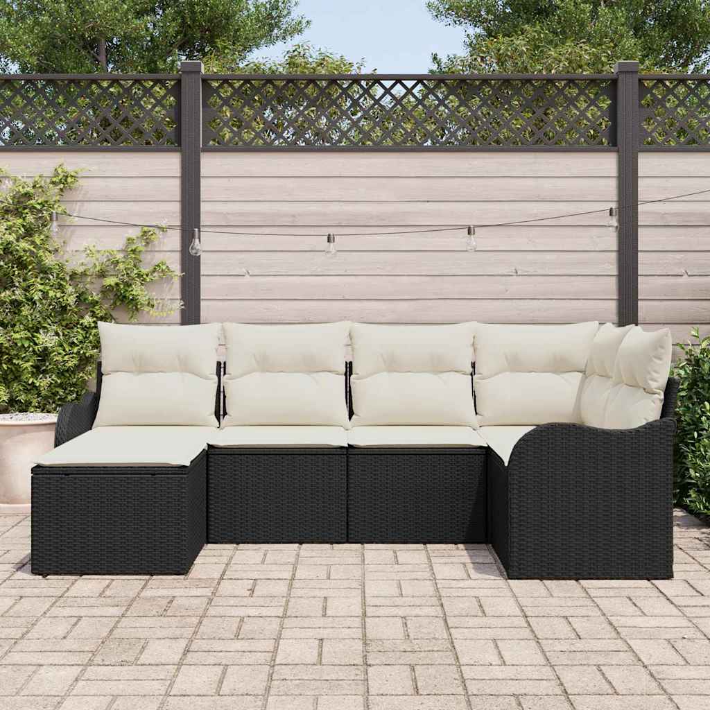 Sjedeća garnitura za vrt 6 kom. Crna poliratan 232.5 x 122.5 x 85 cm