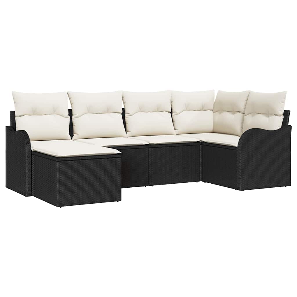 Sjedeća garnitura za vrt 6 kom. Crna poliratan 232.5 x 122.5 x 85 cm