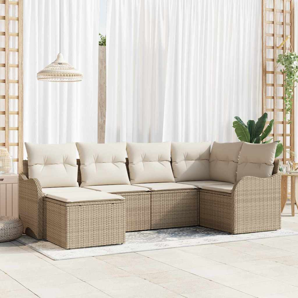 Sjedeća garnitura za vrt 6 kom. Bež poliratan 232,5 x 122,5 x 85 cm