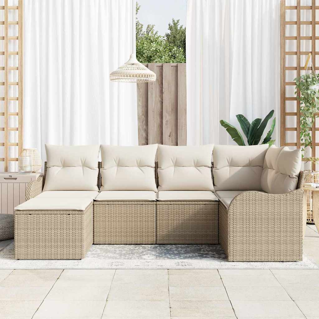 Sjedeća garnitura za vrt 6 kom. Bež poliratan 232,5 x 122,5 x 85 cm