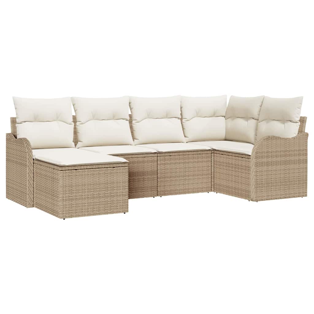 Sjedeća garnitura za vrt 6 kom. Bež poliratan 232,5 x 122,5 x 85 cm