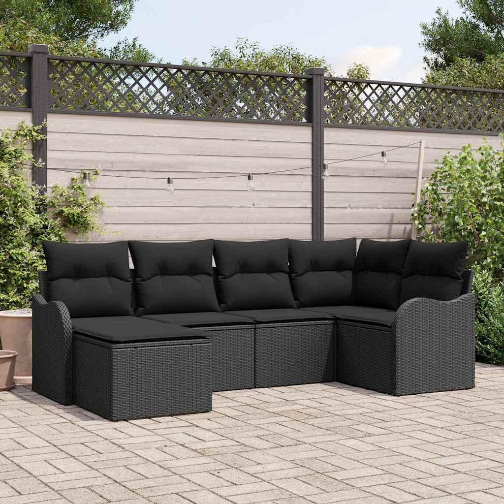 Sjedeća garnitura za vrt 6 kom. Crna poliratan 232,5 x 122,5 x 85 cm