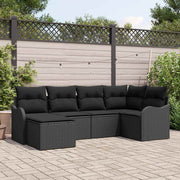 Sjedeća garnitura za vrt 6 kom. Crna poliratan 232,5 x 122,5 x 85 cm