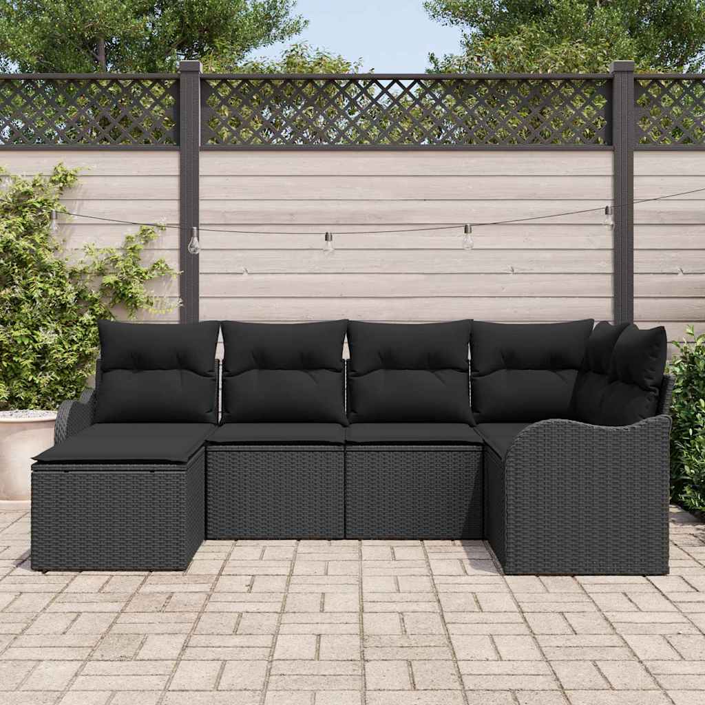 Sjedeća garnitura za vrt 6 kom. Crna poliratan 232,5 x 122,5 x 85 cm