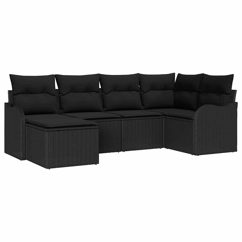 Sjedeća garnitura za vrt 6 kom. Crna poliratan 232,5 x 122,5 x 85 cm