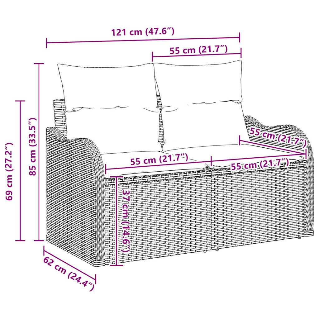 Sjedeća garnitura za vrt 7 pcs Bež poliratan
