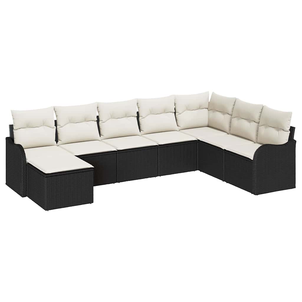 Sjedeća garnitura za vrt 8 kom. Crna poliratan 287.5 x 177.5 x 85 cm