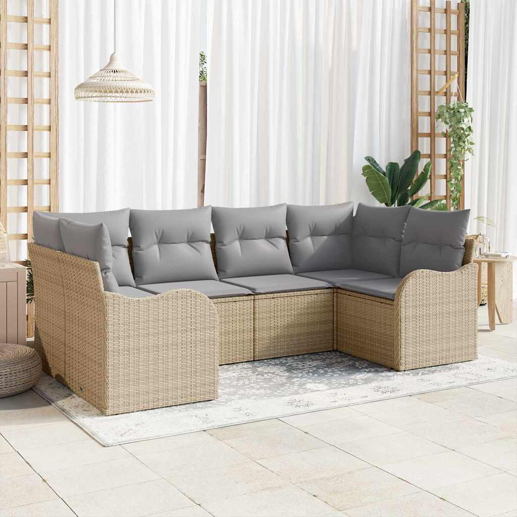 Sjedeća garnitura za vrt 6 kom. Bež poliratan 234.0 x 122.5 x 85.0 cm