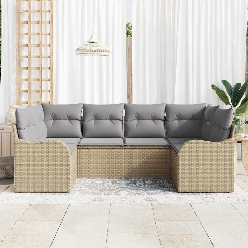 Sjedeća garnitura za vrt 6 kom. Bež poliratan 234.0 x 122.5 x 85.0 cm