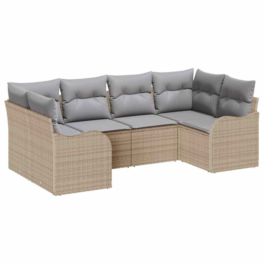 Sjedeća garnitura za vrt 6 kom. Bež poliratan 234.0 x 122.5 x 85.0 cm