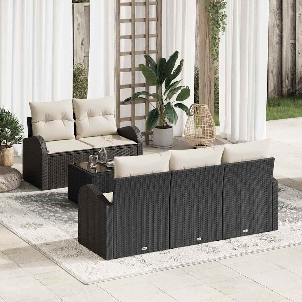 Sjedeća garnitura za vrt 6 kom. Crna poliratan 55.0 x 55.0 x 37.0 cm