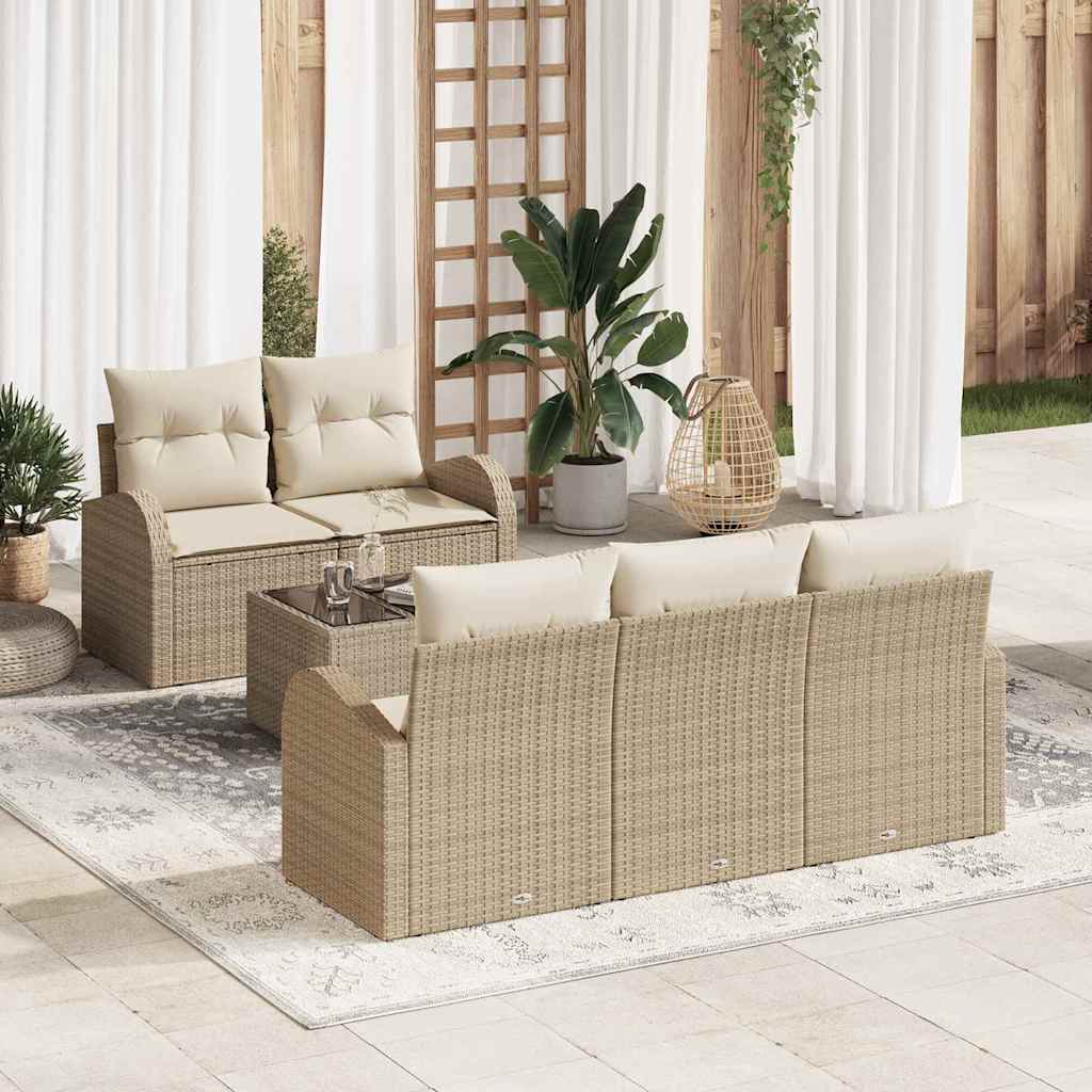 Sjedeća garnitura za vrt 6 kom. Bež poliratan 55.0 x 55.0 x 37.0 cm
