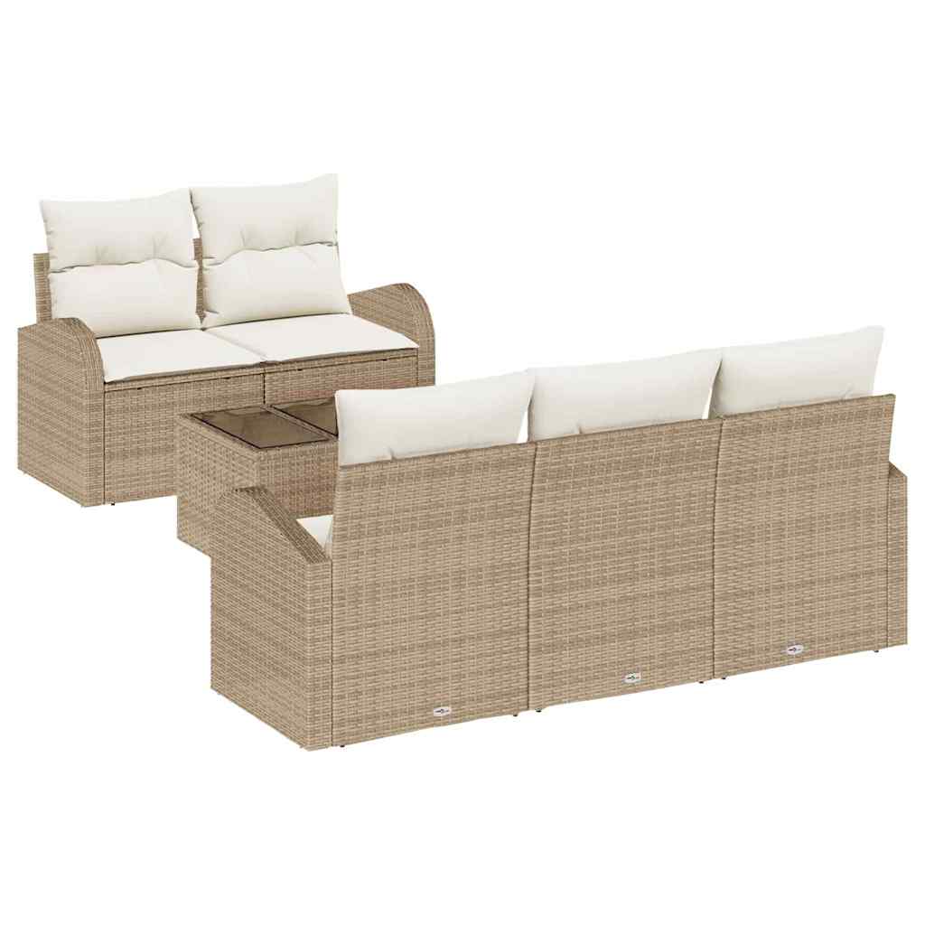 Sjedeća garnitura za vrt 6 kom. Bež poliratan 55.0 x 55.0 x 37.0 cm