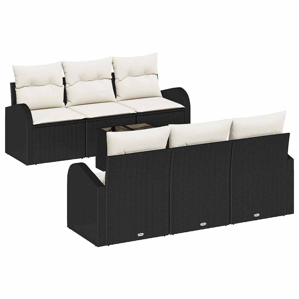 Sjedeća garnitura za vrt 7 kom. Crna poliratan 55.0 x 55.0 x 37.0 cm