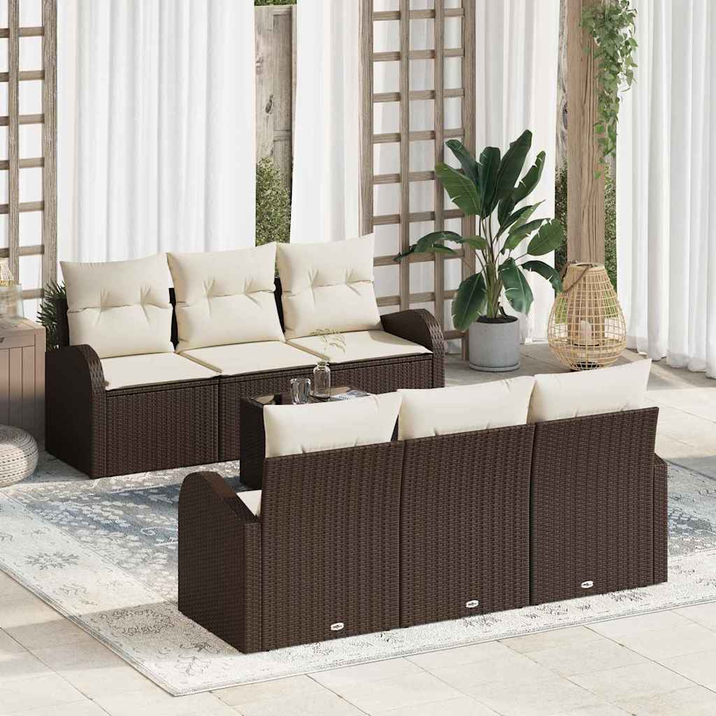 Sjedeća garnitura za vrt 7 kom. Smeđa poliratan 55.0 x 55.0 x 37.0 cm