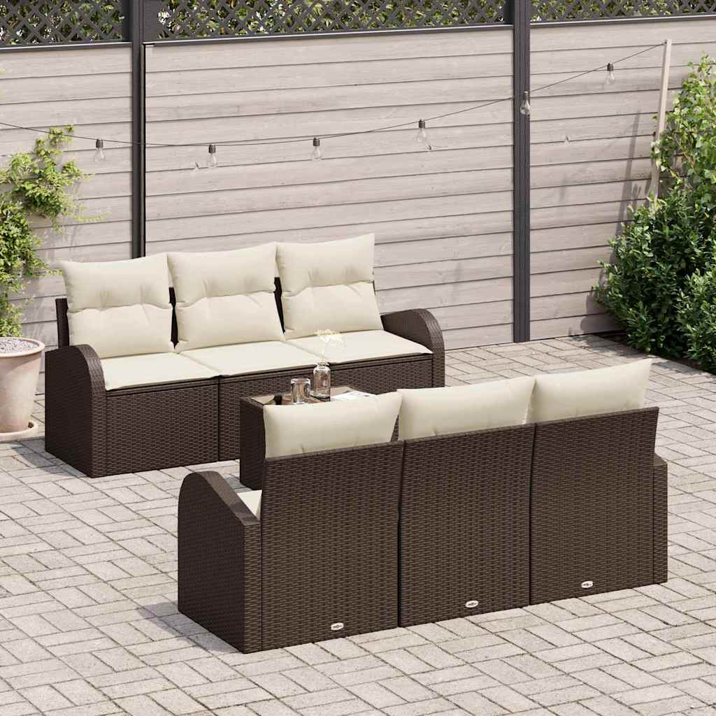 Sjedeća garnitura za vrt 7 kom. Smeđa poliratan 55.0 x 55.0 x 37.0 cm