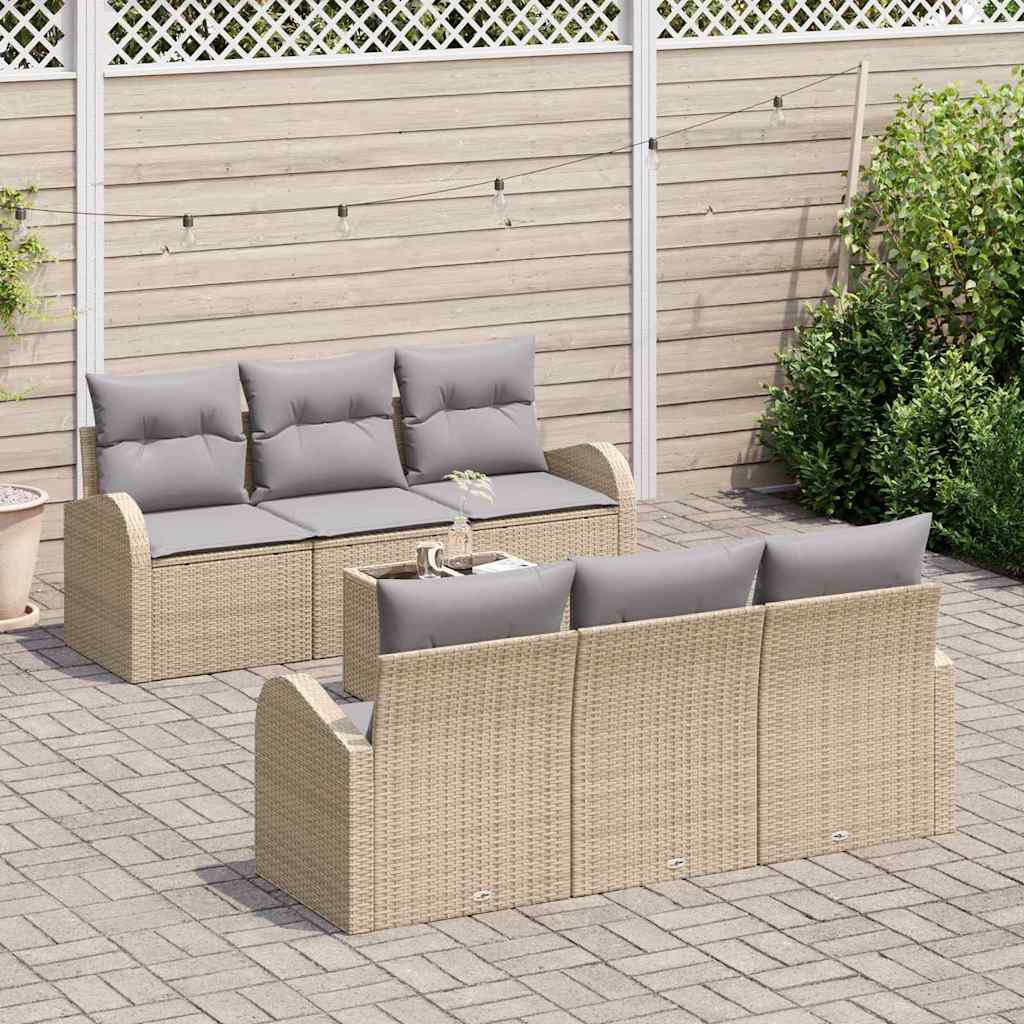 Sjedeća garnitura za vrt 7 kom. Bež poliratan 55.0 x 55.0 x 37.0 cm