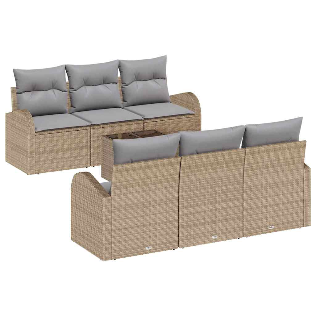 Sjedeća garnitura za vrt 7 kom. Bež poliratan 55.0 x 55.0 x 37.0 cm