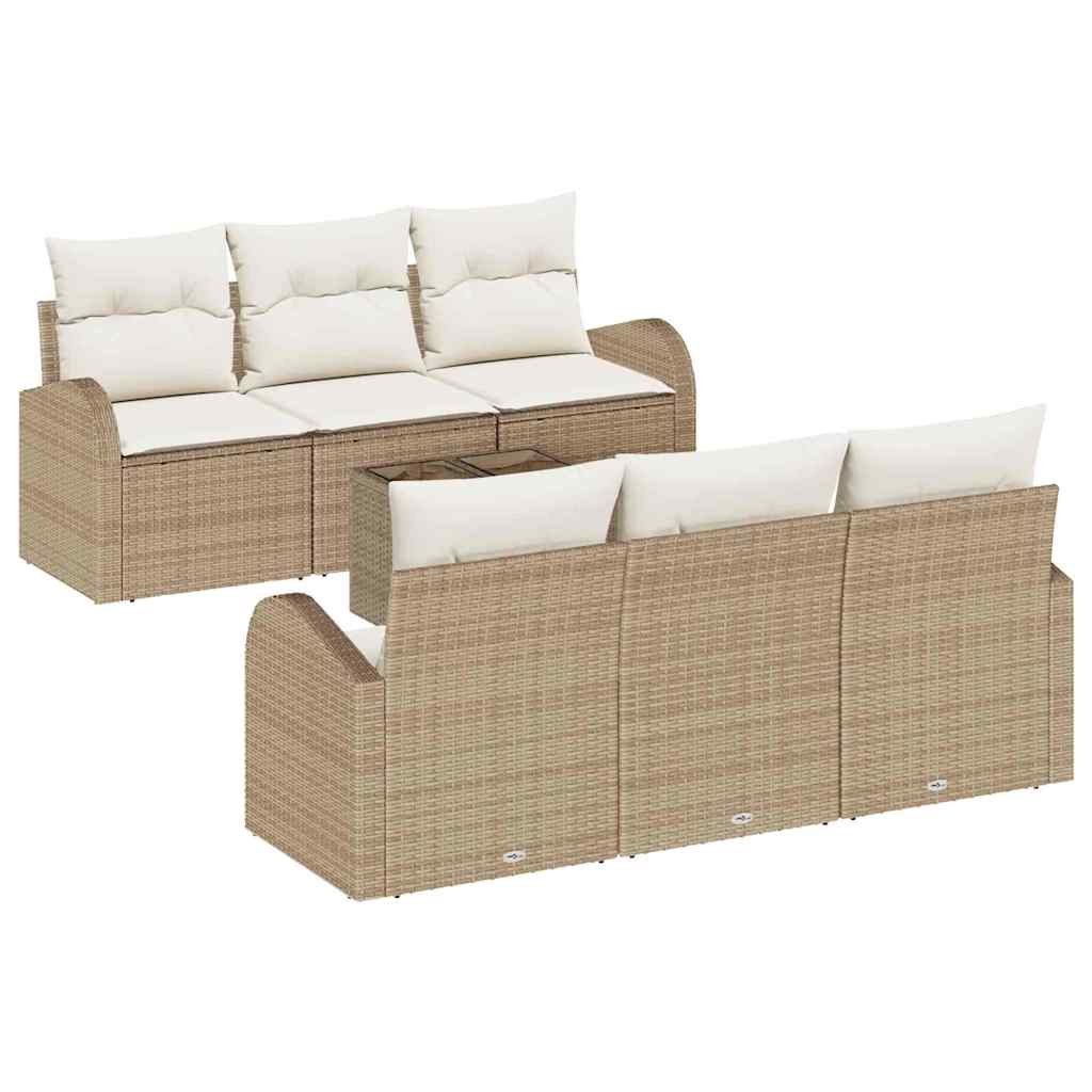 Sjedeća garnitura za vrt 7 kom. Bež poliratan 55.0 x 55.0 x 37.0 cm