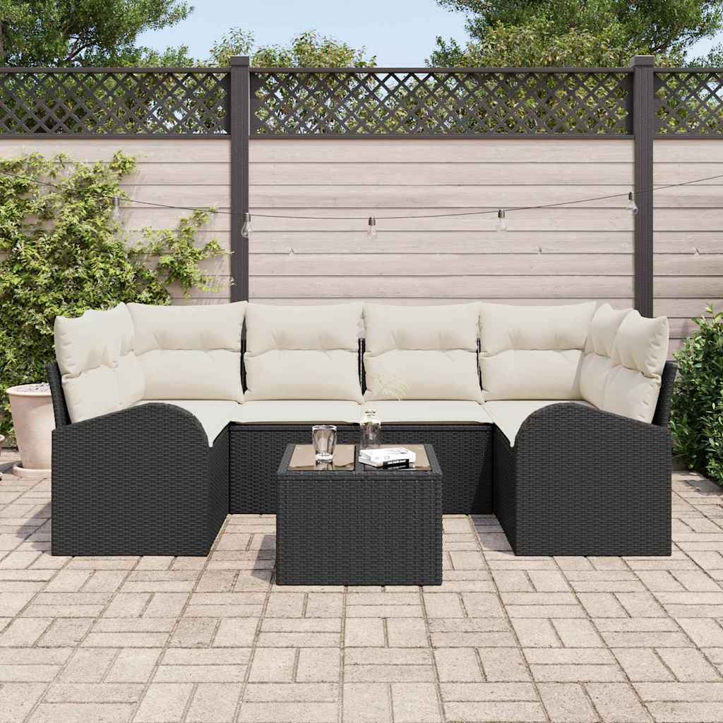 Sjedeća garnitura za vrt 7 kom. Crna poliratan 234 x 124 x 85 cm