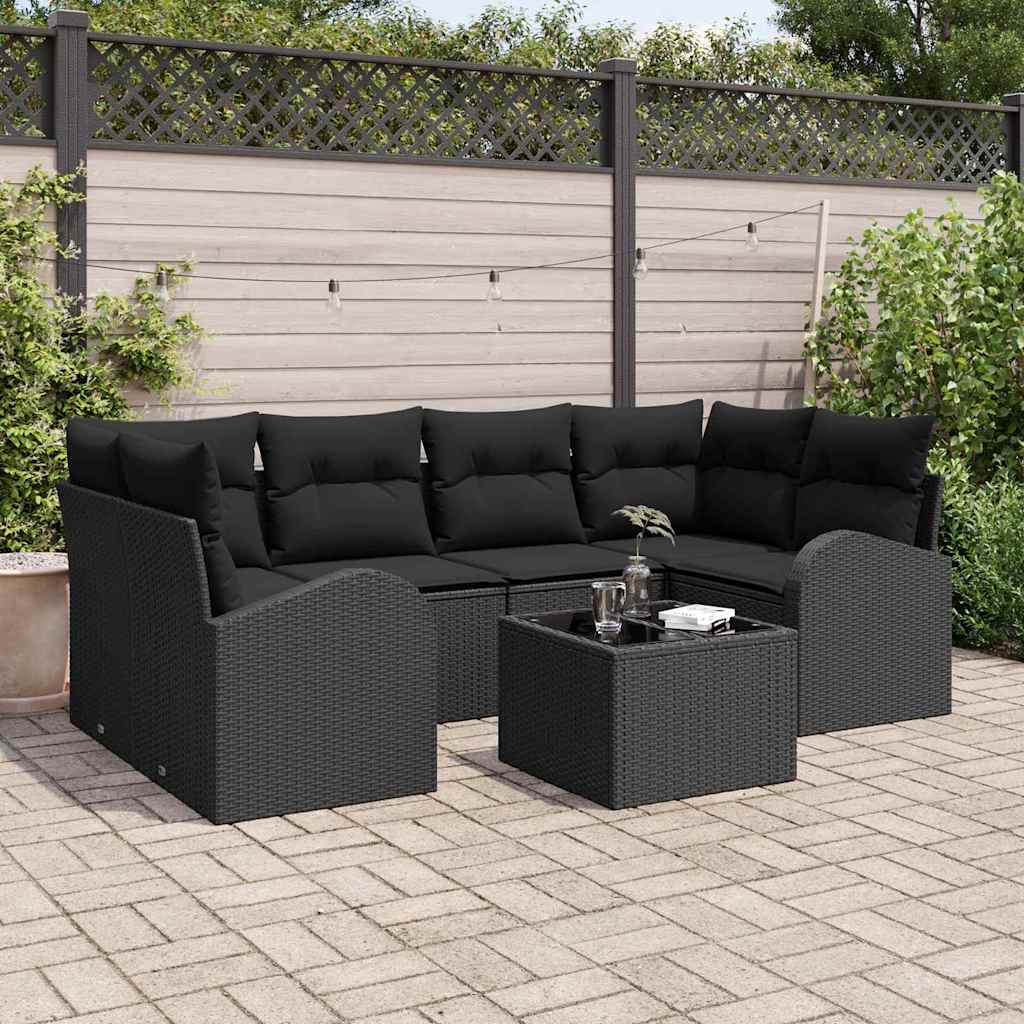 Sjedeća garnitura za vrt 7 kom. Crna poliratan 234 x 124 x 85 cm