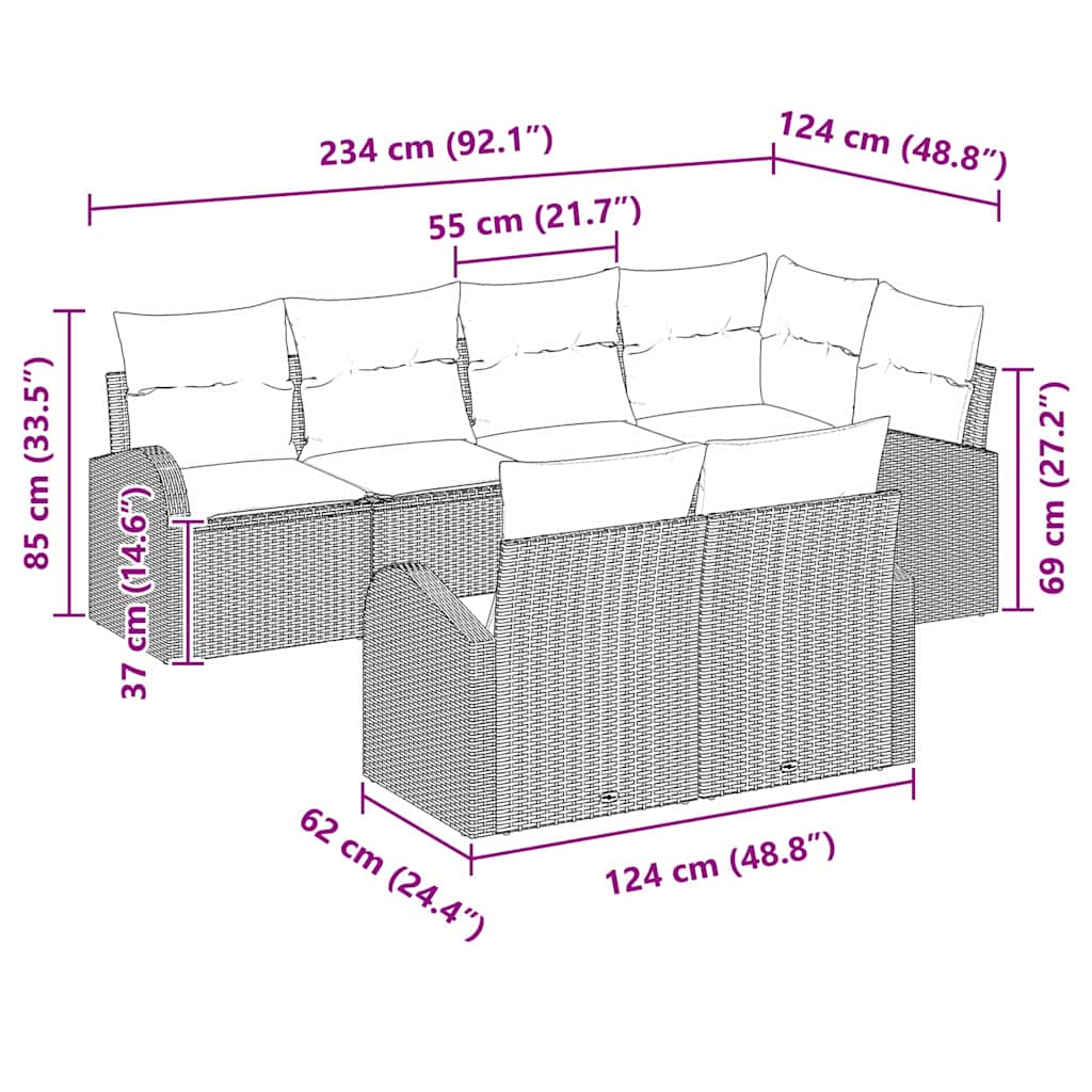 Sjedeća garnitura za vrt Crna poliratan 234.0 x 124.0 x 85.0 cm