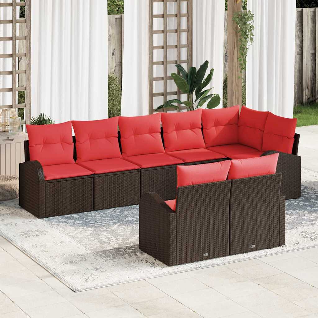 Sjedeća garnitura za vrt 8 kom. Smeđa poliratan 289.0 x 124.0 x 85 cm