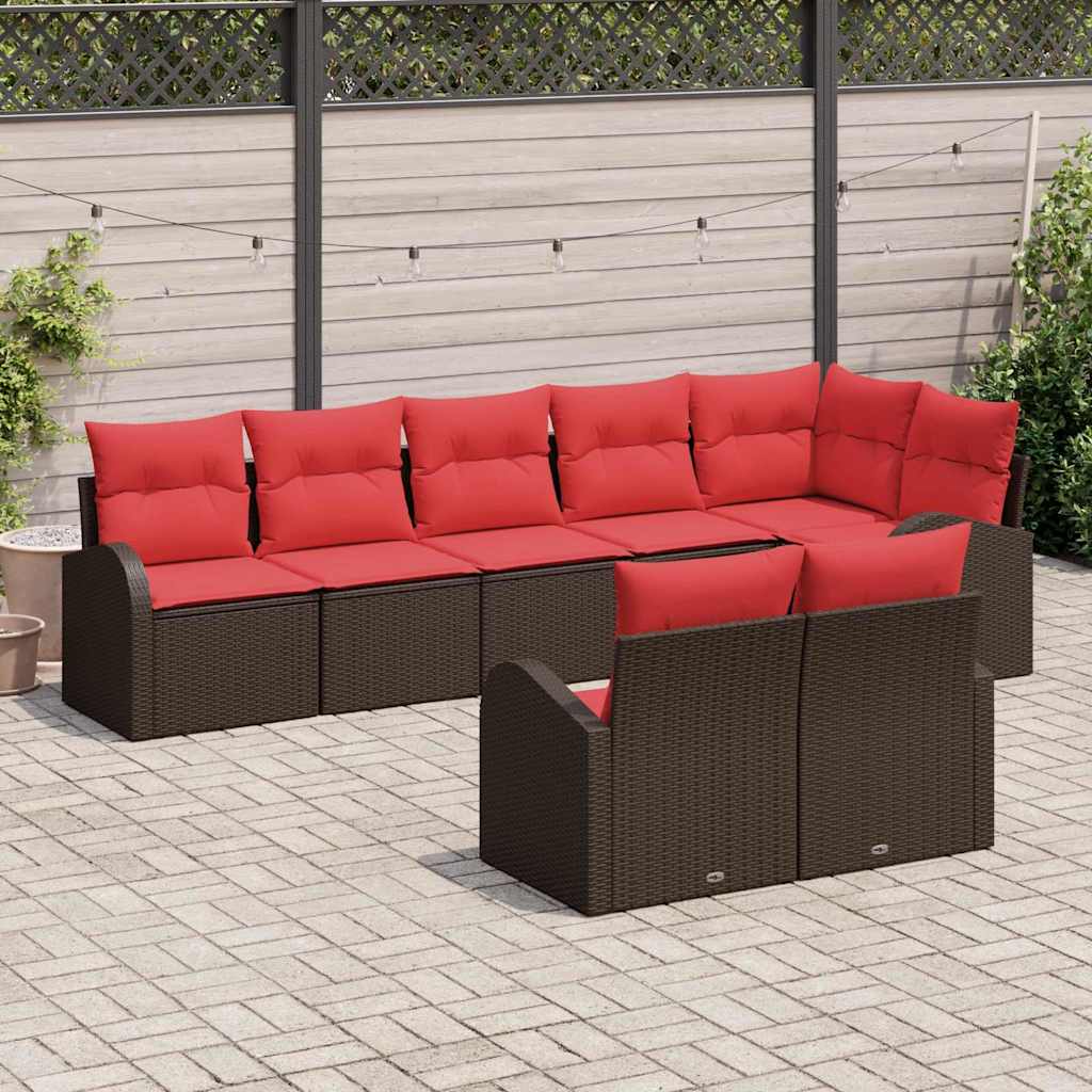 Sjedeća garnitura za vrt 8 kom. Smeđa poliratan 289.0 x 124.0 x 85 cm