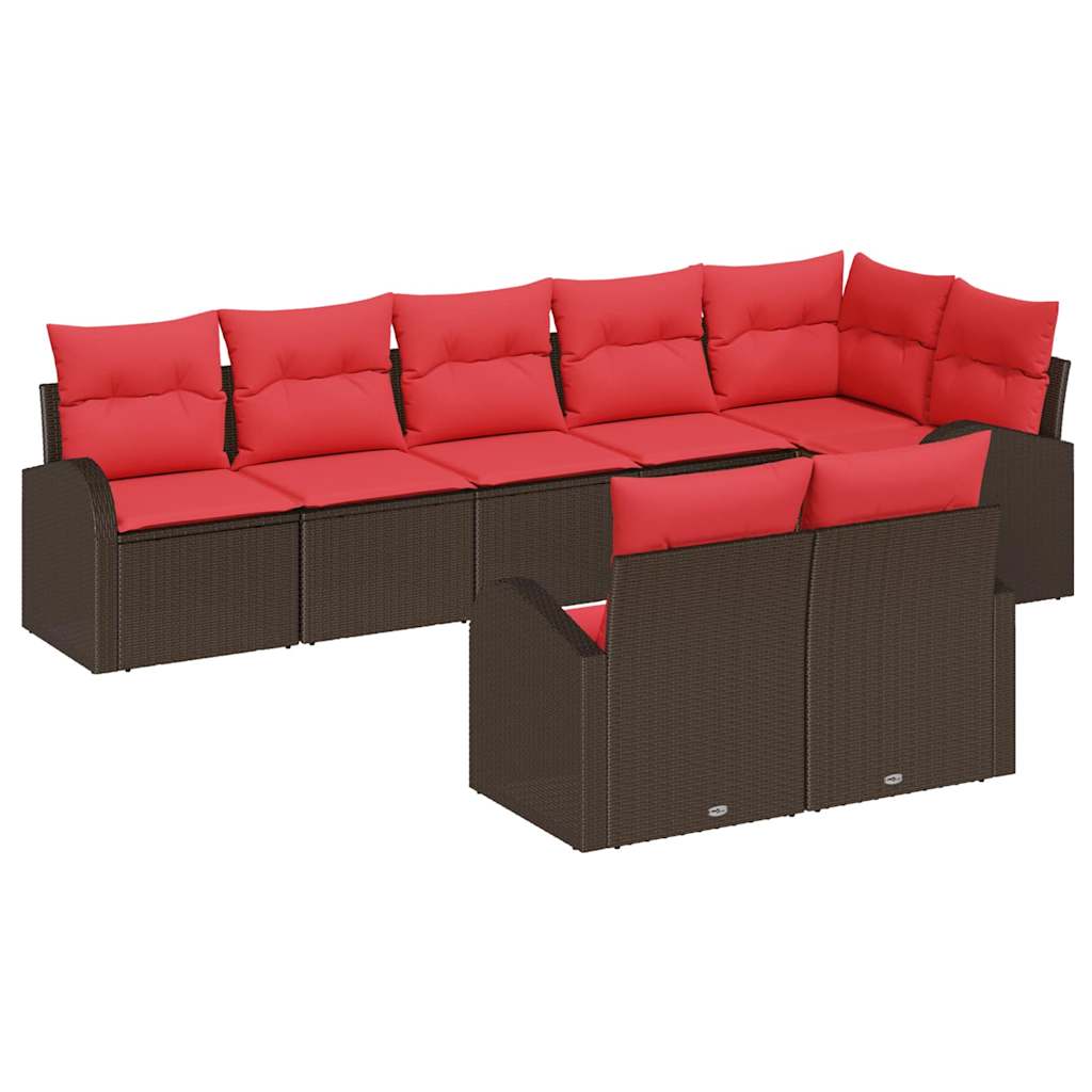 Sjedeća garnitura za vrt 8 kom. Smeđa poliratan 289.0 x 124.0 x 85 cm