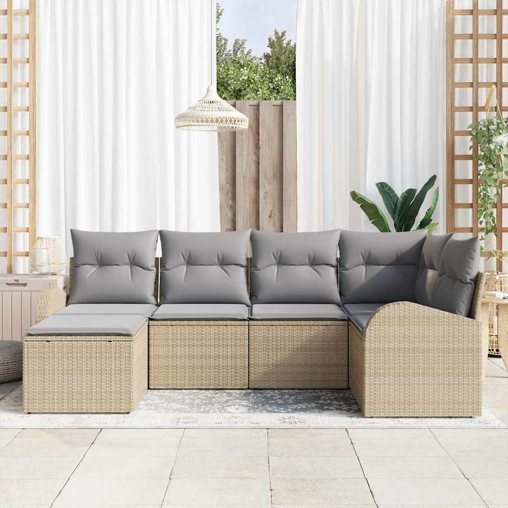 Sjedeća garnitura za vrt 6 kom. Bež poliratan 234 x 124 x 85 cm