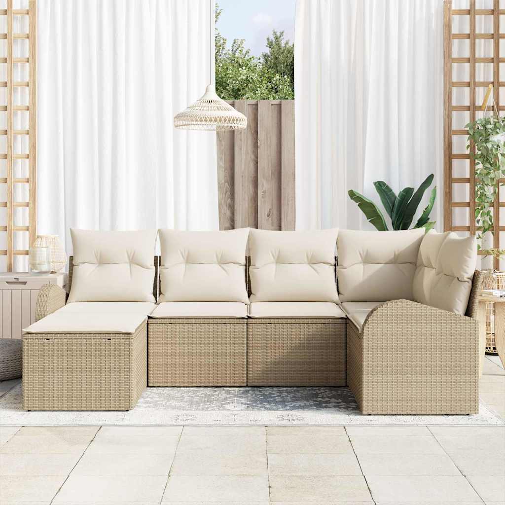 Sjedeća garnitura za vrt 6 kom. Bež poliratan 234 x 124 x 85 cm