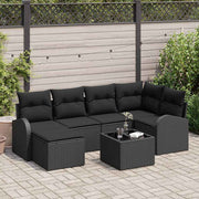 Sjedeća garnitura za vrt 7 kom. Crna poliratan 234.0 x 124.0 x 85 cm