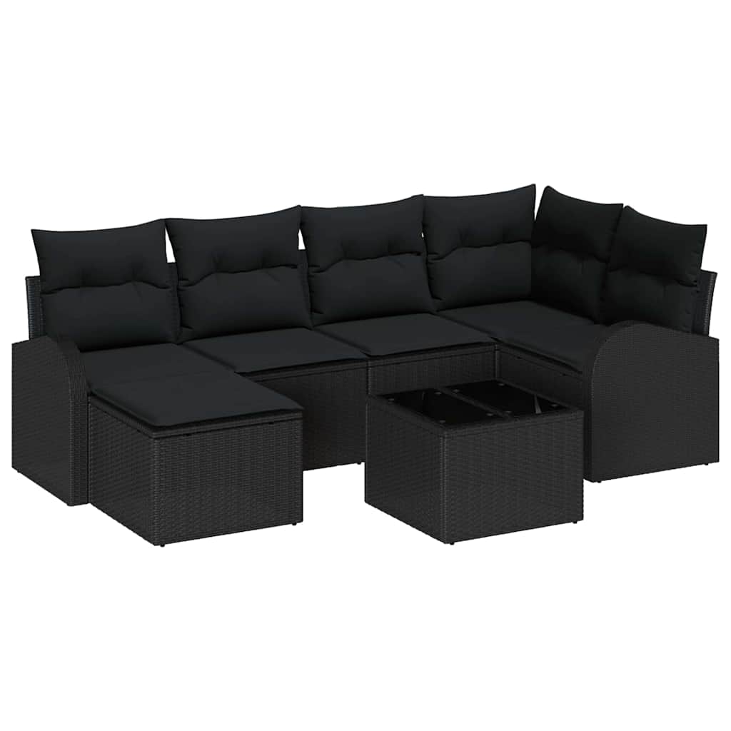 Sjedeća garnitura za vrt 7 kom. Crna poliratan 234.0 x 124.0 x 85 cm