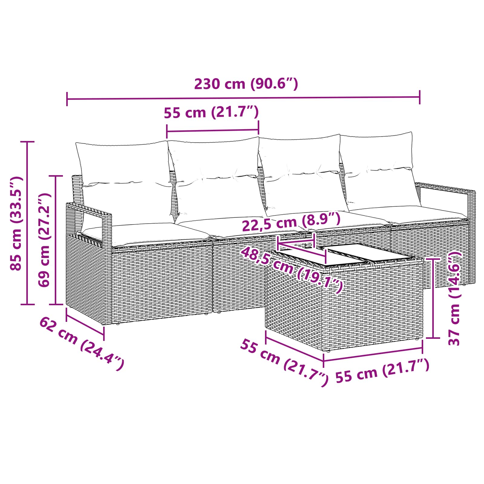 Set sofe 5 pcs Siva i plava poliratan