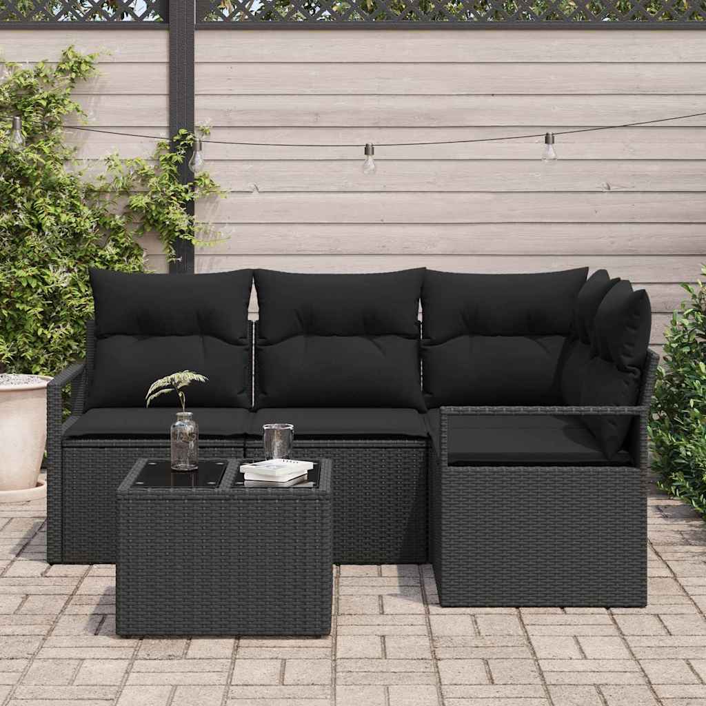 Set sofe 5 kom. Crna poliratan 177 x 122 x 85 cm